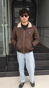 Mens dark brown Swede leather jacket